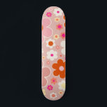 Retro Flowers Peach Blush Pink Orange Floral Skateboard<br><div class="desc">Colourful retro flowers: floral art – warm tones   peach background and white,  blush pink,  orange and yellow flowers.</div>