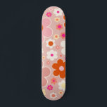 Retro Flowers Peach Blush Pink Orange Floral Skateboard<br><div class="desc">Colourful retro flowers: floral art – warm tones   peach background and white,  blush pink,  orange and yellow flowers.</div>