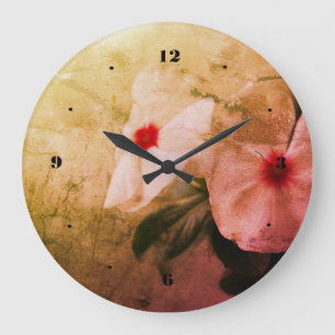 Retro Flowers Photo Round (Large) Wall Clock