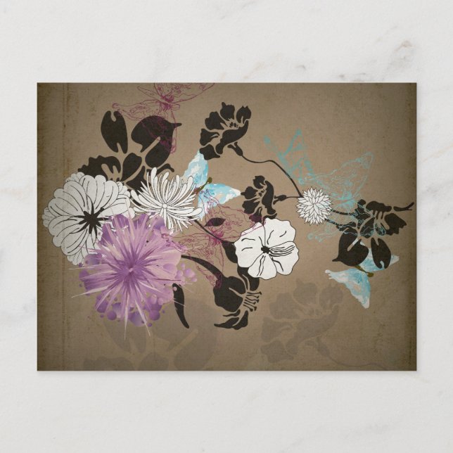 Retro flowers Postcard (Front)
