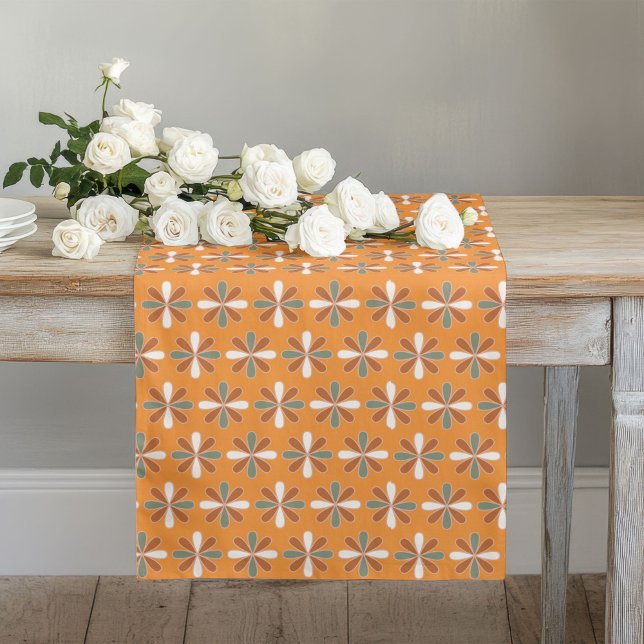 Retro Flowers Runner Brown Terracotta Accent (Retro Flowers Runner Brown Terracotta Accent)