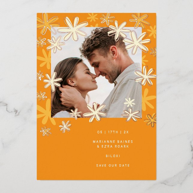 RETRO FLOWERS SAVE THE DATE (Front)