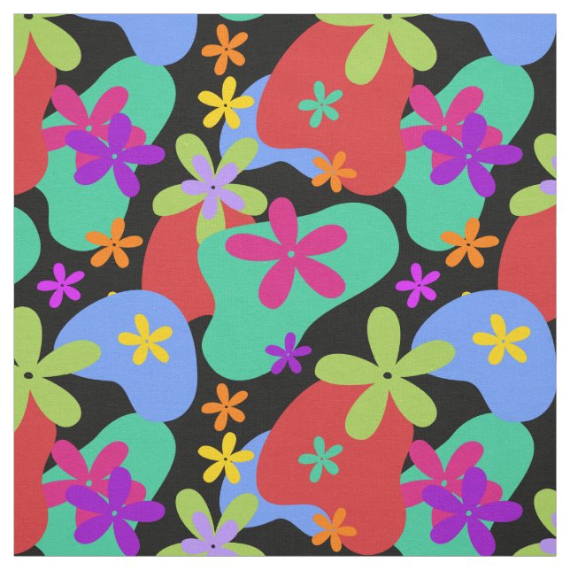 Retro Flowers seamless pattern coloured Fabric (Swatch)