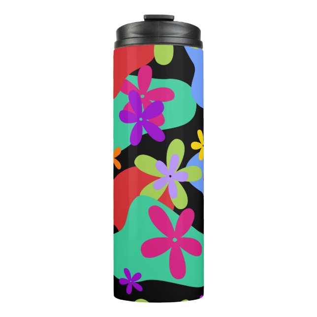 Retro Flowers seamless pattern coloured Thermal Tumbler (Front)