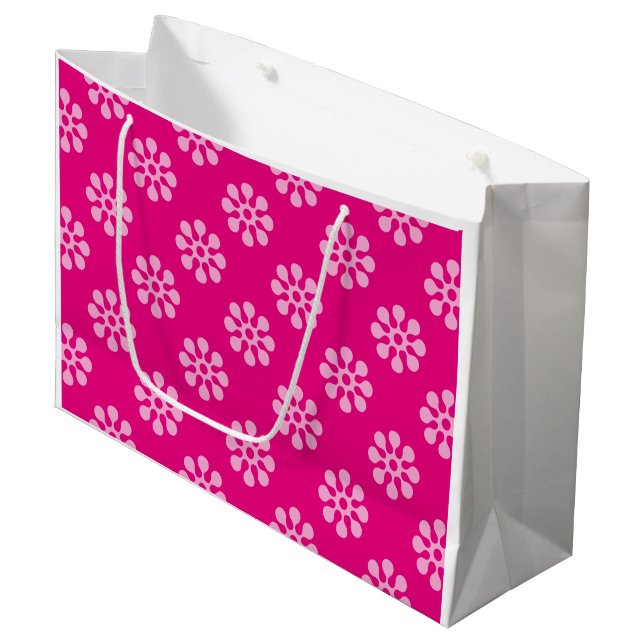 Retro Flowers seamless pattern white transparent Large Gift Bag (Front Angled)