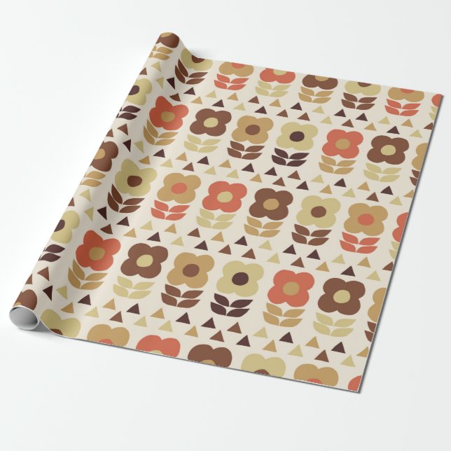 Retro flowers seamless pattern wrapping paper (Unrolled)
