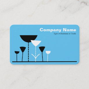 Retro Flowers - Sky Blue Business Card