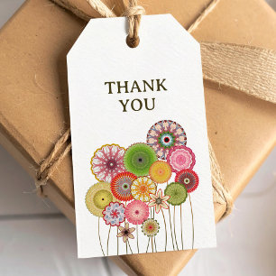 Retro flowers thank you gift tags