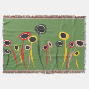 Retro Flowers Throw Blanket