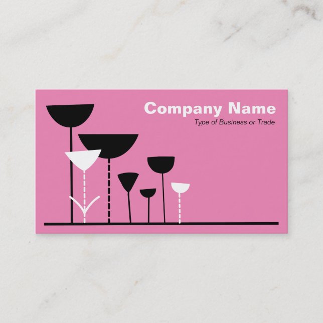 Retro Flowers v2 - Pink Business Card (Front)