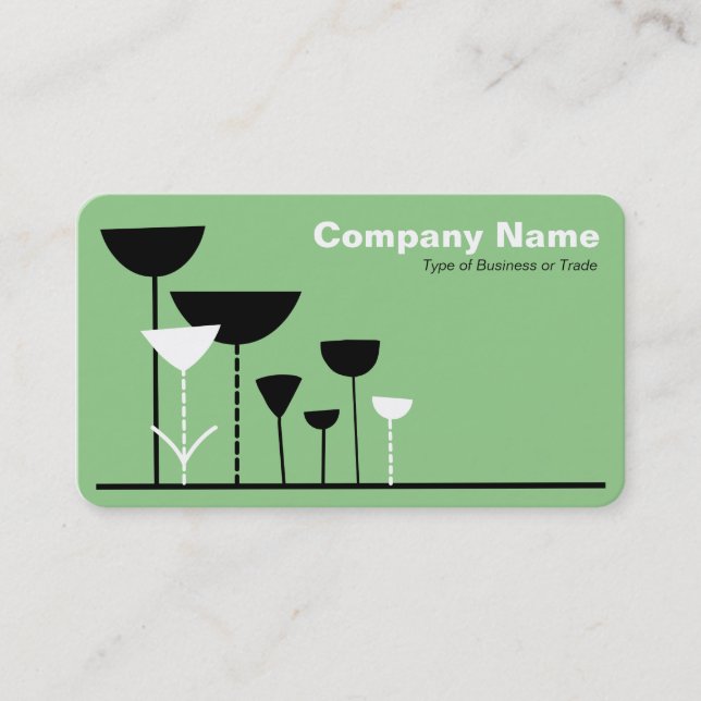 Retro Flowers v2 - Sage Business Card (Front)