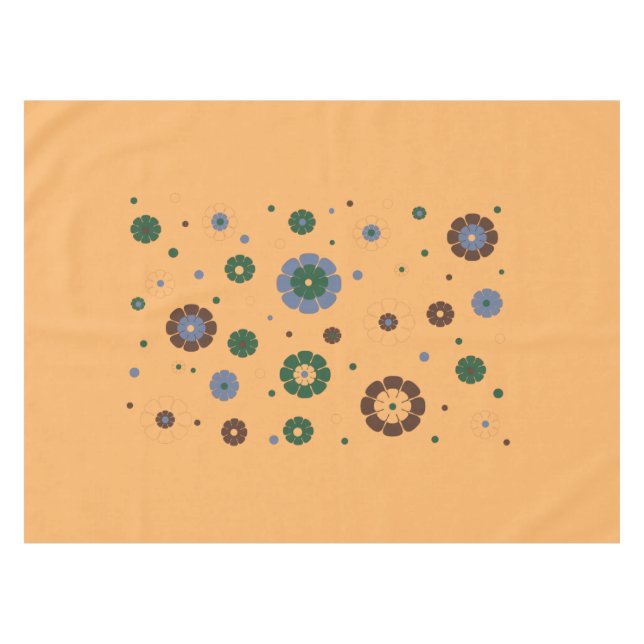 Retro Flowers Yellow Tablecloth (Front (Horizontal))