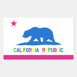 Retro Fluorescent Colours California Flag Rectangular Sticker