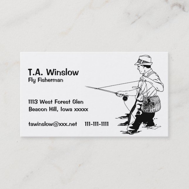 Retro Fly Fisherman Business Card (Front)