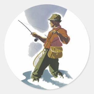 Retro Fly Fishing Classic Round Sticker