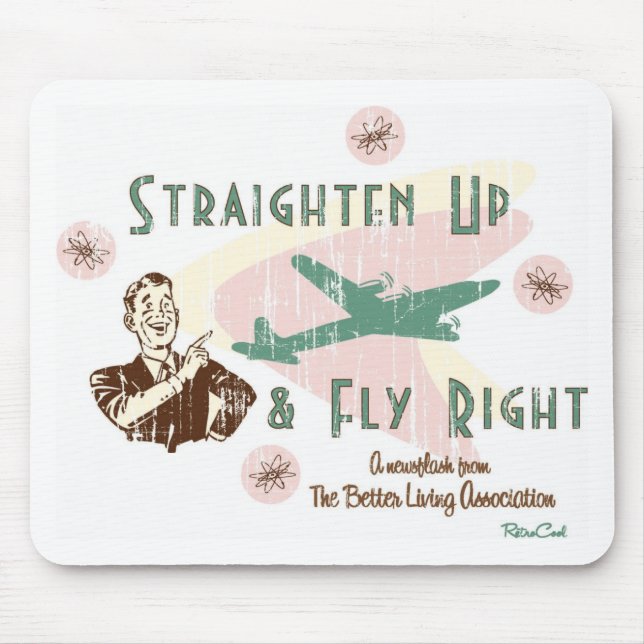 Retro 'Fly Right' Mouse Mat (Front)