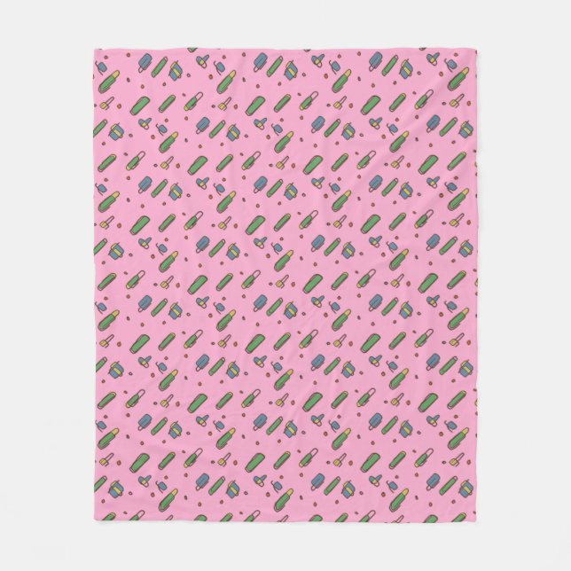 Retro Flying Clips graphical Pattern on any Colour Fleece Blanket (Front)