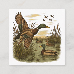 Retro-Flying-Mallard-Duck-Hunting Enclosure Card