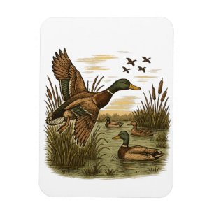 Retro-Flying-Mallard-Duck-Hunting,  Magnet