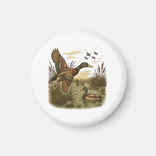 Retro-Flying-Mallard-Duck-Hunting,  Magnet