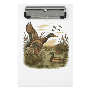 Retro-Flying-Mallard-Duck-Hunting Mini Clipboard