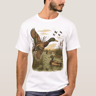 Retro-Flying-Mallard-Duck-Hunting, T-Shirt