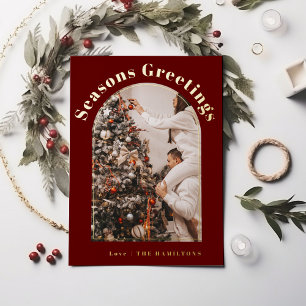 Retro Foil Christmas Card   Seasons Greetings card