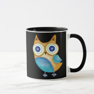 Retro Folk Art Owl Mug