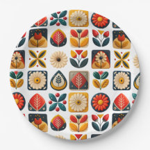 Retro Folk Floral Mosaic Party Charm