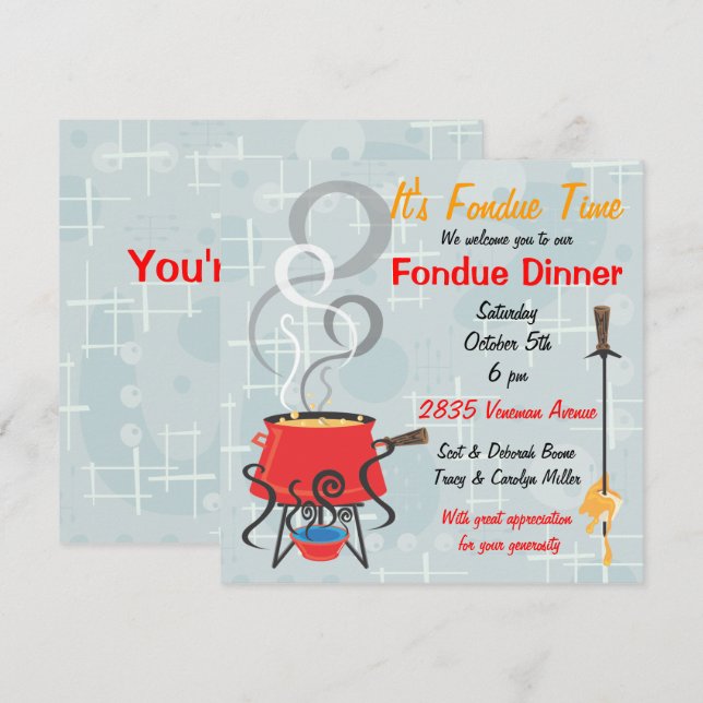 Retro Fondue Party Invitation (Front/Back)