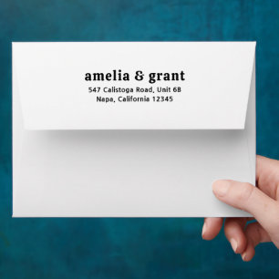 Retro Font Black and White Modern Wedding Envelope
