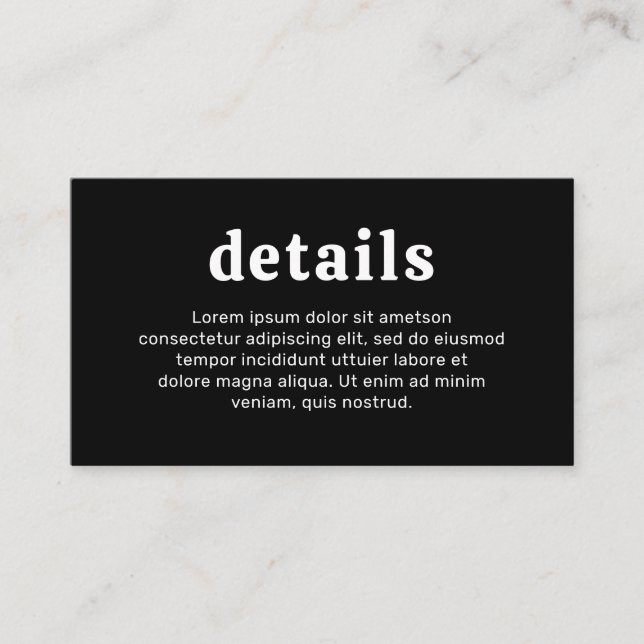 Retro Font Black Modern Wedding Enclosure Card (Front)