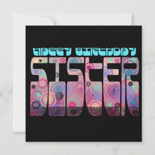 Retro Font Happy Birthday Sister Colourful Card