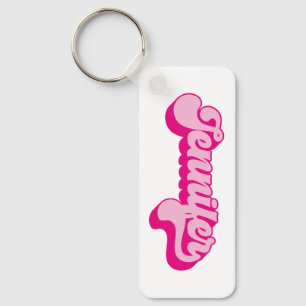 Retro Font Hot Pink Jennifer Key Ring