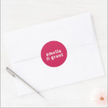 Retro Font Hot Pink Modern Wedding Classic Round Sticker<br><div class="desc">Modern style wedding stickers featuring a simple and minimal layout with your names in a groovy retro font. The bright colour scheme is a vibrant Viva Magenta pink. The fonts / colours may be changed in the design editing tool. These wedding stickers are great as envelope seals or for customising...</div>
