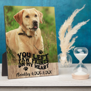 Retro Font Paw Prints Pet Memorial Photo Keepsake Plaque