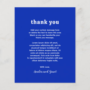 Retro Font Royal Blue Modern Wedding Thank You Flyer