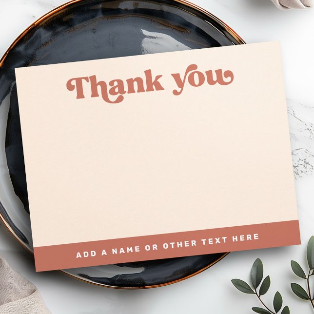 Retro font terracotta brown blank thank you card (Retro font terracotta brown blank thank you note card)