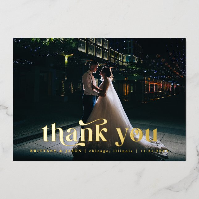 Retro Font Wedding Thank You (Front)