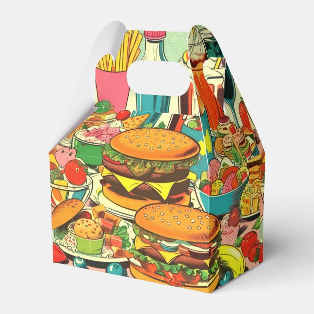 Retro Food Comic Illustration Favour Box (Front Side)