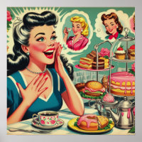 Retro Food Cute Girl Illustration