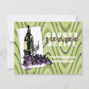 Retro food wine grapes gourmet recipe card