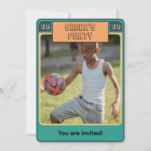 Retro Football Card inspired Boy Party Invitation