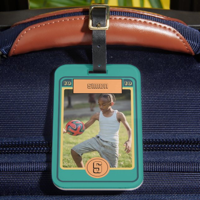 Retro Football Card inspired Luggage Tag (Front Insitu 2)