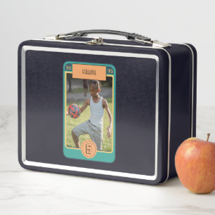 Retro Football Card inspired Personalised Metal Lunch Box