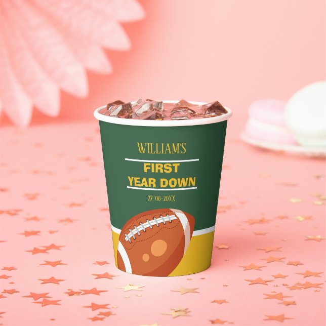Retro Football First Year Down Thank You Paper Cups (Insitu)