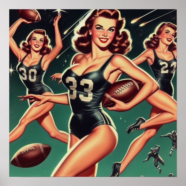 Retro Football Girl Poster (Front)