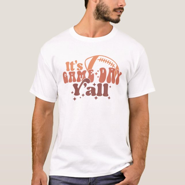 Retro Football It's Game Day Y'all Women Game Day T-Shirt (Front)