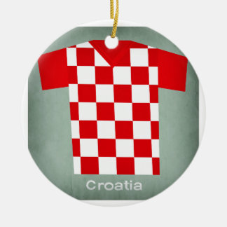 Retro Football Jersey Croatia Ceramic Tree Decoration