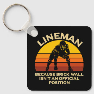 Retro Football Lineman Brick Wall Funny Gift Key Ring